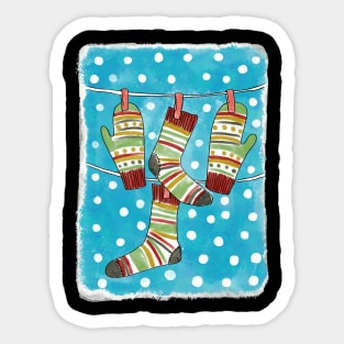 Warm mittens and socks, Christmas collection Sticker